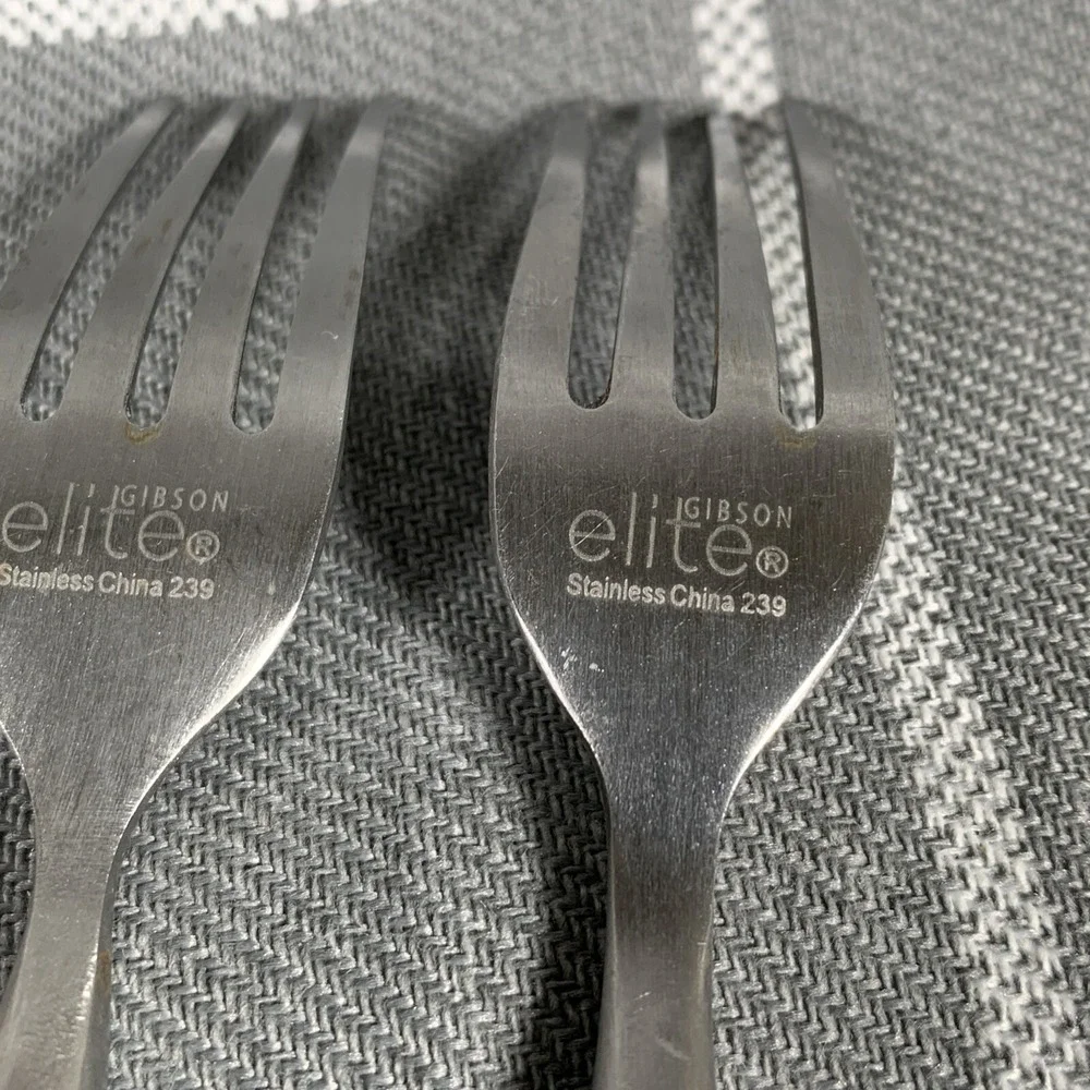 Vintage Gibson Elite Flatware 7pc Brown Handle MCM Stainless Dining 1960s